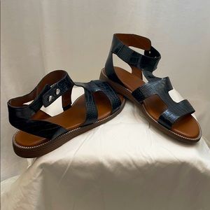 Franco Sarto Gladiator Black Leather Snake Sandal